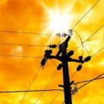 Electric pole power line in the sun