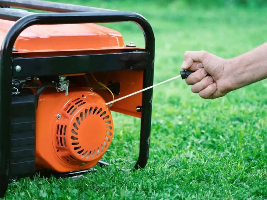 Generator starting with a pull cord