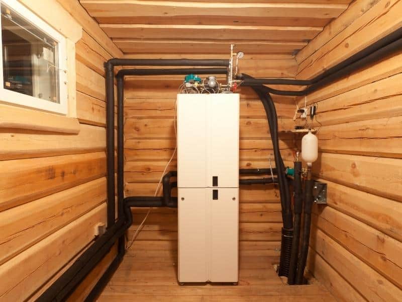 Geothermal Unit in log hut