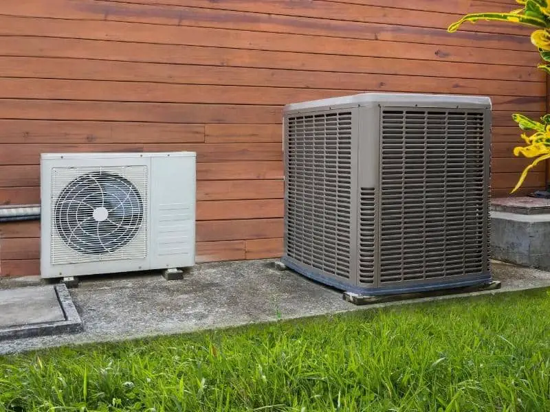 Heat pump in a yard