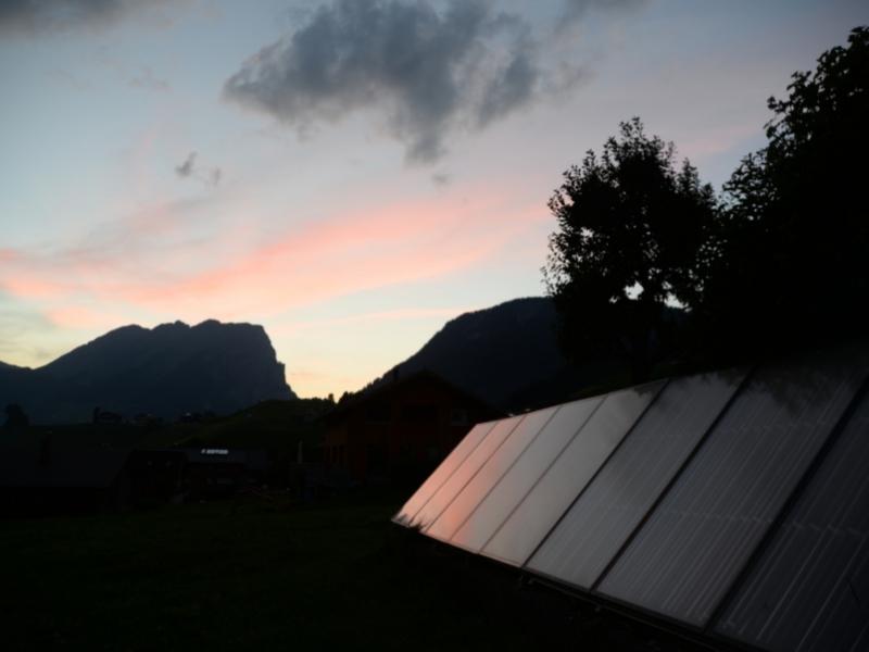 Solar panel in a sunset