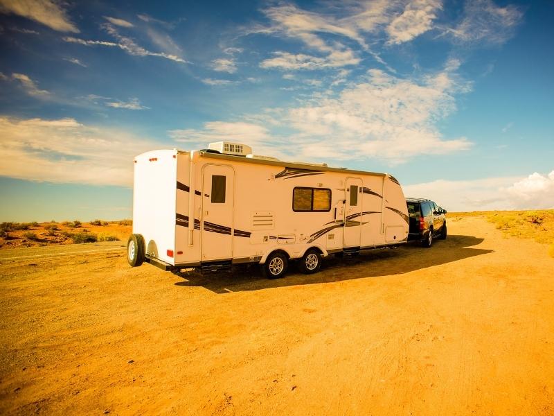 Travel trailer in the desert