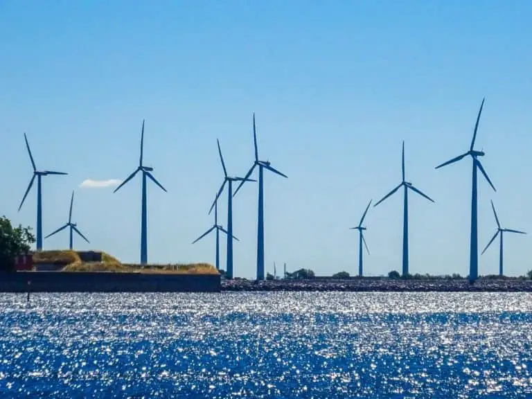 Wind turbines by the sea