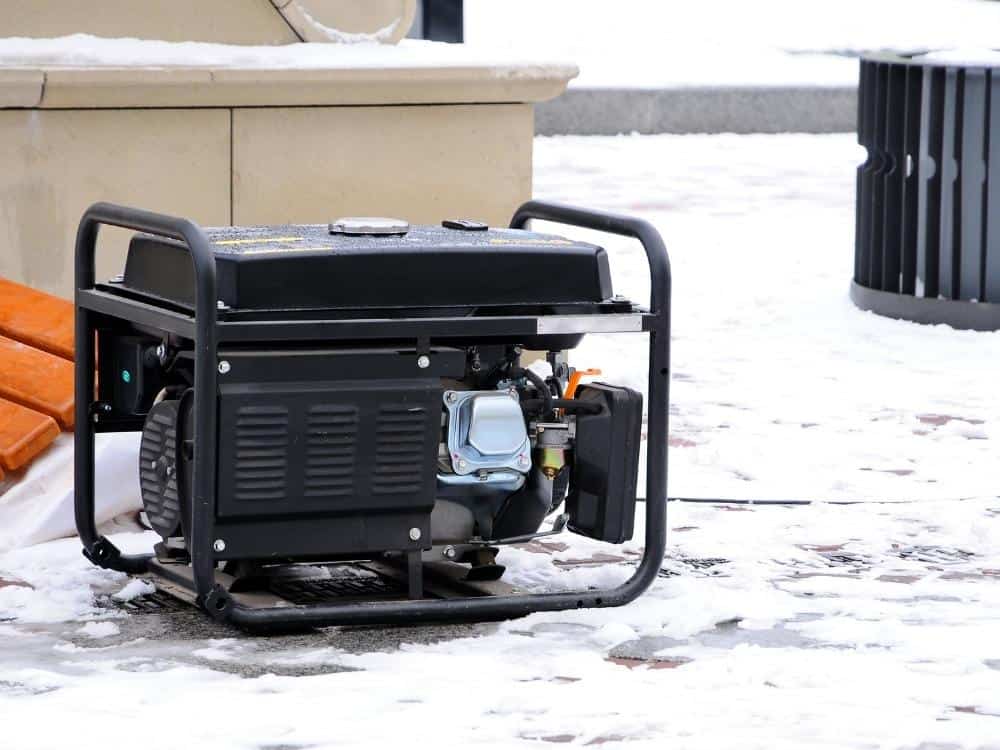 Generator outside on snow