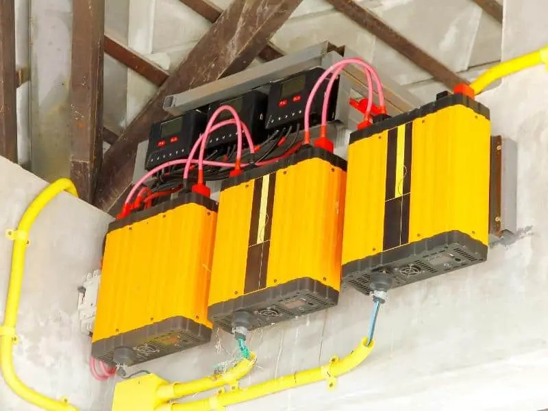 Solar inverters on a wall
