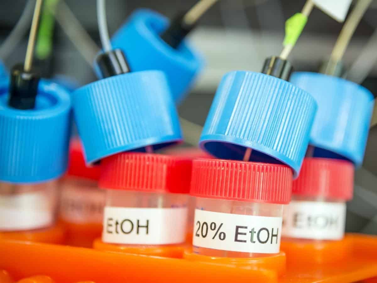 Tubes with ethanol in a chemical lab