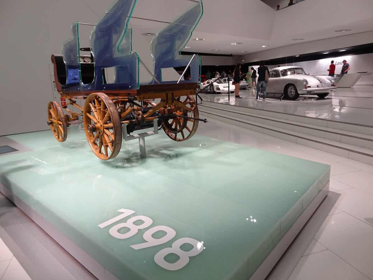 At Porsche Museum their battery electric car replica from 1898