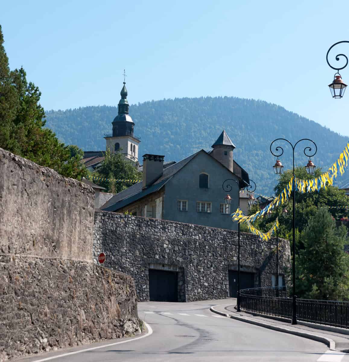 Old town streets in Albertville Savoie city in France.