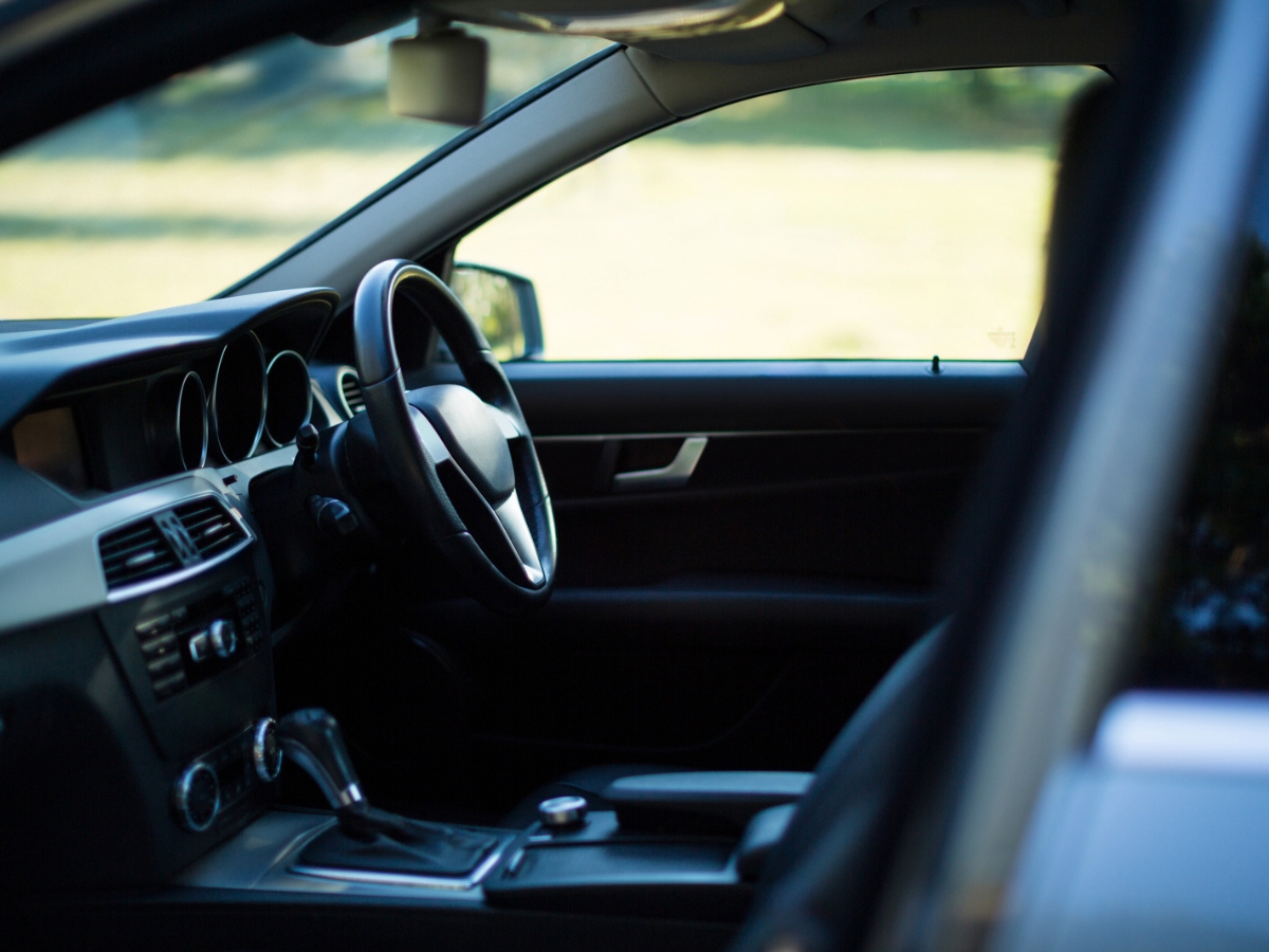 Inside a car with cooled leather seats