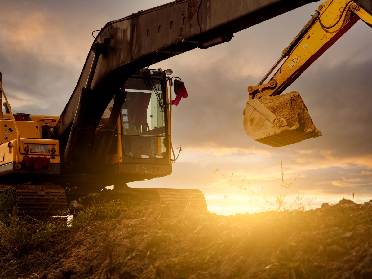 Sunset trench digging